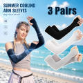 3 Pairs Summer Elastic Ice Silk Arm Sleeves - Breathable and Comfortable, Suitable for Outdoor Activities, Ice Silk Fiber Fabric.