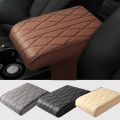 Car Armrest Mat Center Console Arm Rest Protection Cushion Wave Embroider PU Leather Auto Armrests Storage Box Cover Pad.