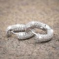 Punk Men Women Circle Hoop Earrings Shiny White Zircon Simple Daily Wear Small Earrings Wedding Party Fashion Jewelry . 