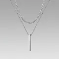 Men 3D Vertical Necklace Geometry Stainless Steel Cuban Necklace Temperament Cool Vertical Pendant Necklace. 