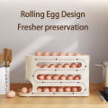 1pcs Egg Storage Box, Refrigerator Side Door Rolling Egg Box, Desktop Egg Rack, Automatic Rolling Egg Box Organizer. 