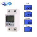 Single Phase LCD Digital Display Wattmeter Power Consumption Energy Meter kWh 230V Electric Din Rail Backlight. 