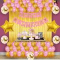 Happy Birthday Decoration Combo of 5 Items / Birthday Party Decoration Pink and Gold Theme. Pack of 33 Pcs Material Rubber and Foil. 
