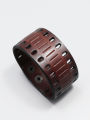Personality retro wide genuine leather bracelet punk style simple hollowed out men's bracelet. 
