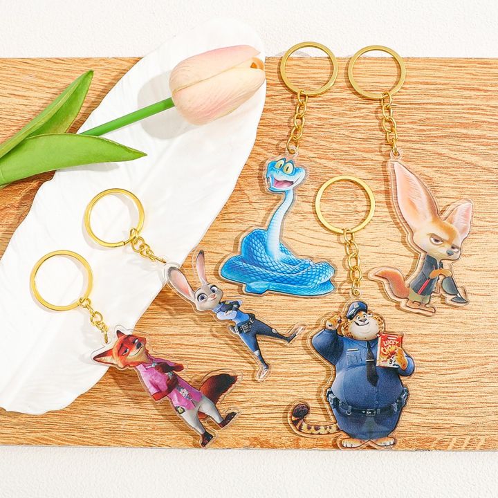 Zootopia Rabbit Keychain 1PC/5PCS Keychains featuring cartoon characters like Judy and Nick from ...