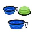 350ml Folding Pet Silicone Dog Bowl With Carabiner Outdoor Camping Travel Portable Folding Supplies Dishes Cat Food Water Bowl. 