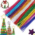 30CM Glitter Pipe Cleaners Chenille Stem Glitter Color for DIY Christmas Tree Making Christmas Decorat Materials DIY Arts Crafts. 