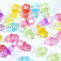 50pcs Mini Acrylic Blue Pink Pacifier Nipple Gender Reveal Table Scatter for Baby Shower Kids Birthday Party Decoration Supplies.
