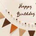 4PCS Retro birthday party pennant fur ball cake linked letter banner flag decoration layout 1 set of 4 pieces..