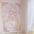 VIKAMA Healing Angels Tapestry Blonde Maiden x Lace White Wings Pink and White Roses Bedroom Nursery Decoration.
