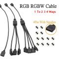 DC 12V RGB RGBW Splitter Cable 1 To 2 3 4 Way 4Pin 5Pin LED Strip Connector Wire White Black Led Light Extension Splitter Cord. 
