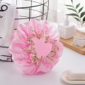 Double Layer Shower Cap Women Waterproof Thickened Reusable Oil Proof Kitchen Hair Cover Bonnet Satin Hair Bonnet for Sleeping. 