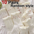 5/10 Pairs Women Lolita Style Mid Tube Socks Fashionable Bow and Small Flower Pattern Spring Summer Cute Sweet Casual Socks.
