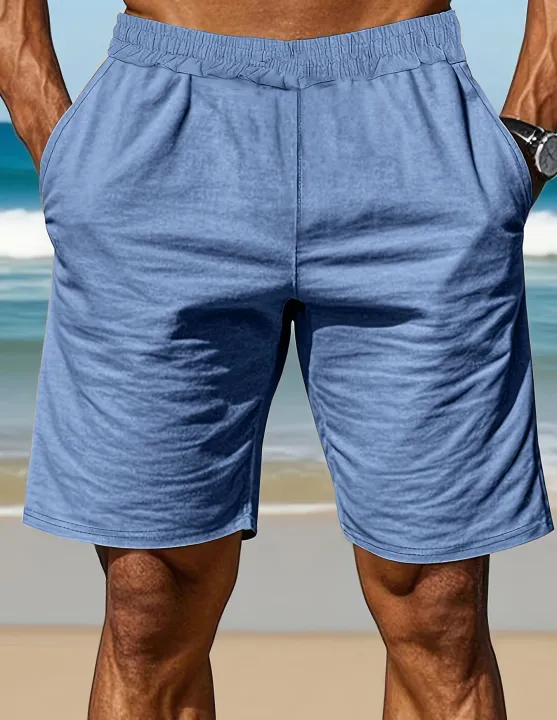 Men's%20Cotton100%20Shirt%20&%20Shorts%20Set%20Short%20Sleeve%20Light%20Blue%20Loose%20Fit%20Casual%20Summer%20Beach%20Vacation%20Daily%20Two-Piece%20Outfit%20-%20Image%203
