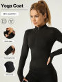 Professional elastic quick-drying sports jacket women's spring and summer yoga top tight slimming running cycling and fitnes. 