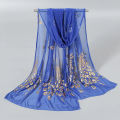 170cm*60cm Peacock Bronzing Scarf Elegant Thin Breathable ShawlWomen Sunscreen Windproof Head Wrap Travel Beach Towel. 