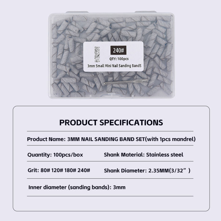 3mm%20Nail%20Sanding%20Bands-80/120/180/240%20Grit%20Mini%20Nail%20Drill%20Bit%20Electric%20Nail%20File%20Accessory%20Polishing%20Manicure%20Tool%2050/100pcs%20-%20Image%206