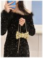 Golden Evening Bag Purses and Handbags Luxury Designer Shoulder Bags Funny Shape Party Wedding Round Acrylic Shiny Clutch Purse.