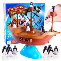 1 Set Pirate Boat Puzzle Desktop game toy Board Game Balance Penguin Pirate Ship for parent-child interaction Birthday gift.