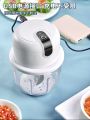 USB Mini Food Processor Kitchen Portable Electric Garlic Vegetable chopper 300 ml. Mini အားသွင်းကြိတ်စက် 300 ml ဖန်သားအထူ. 