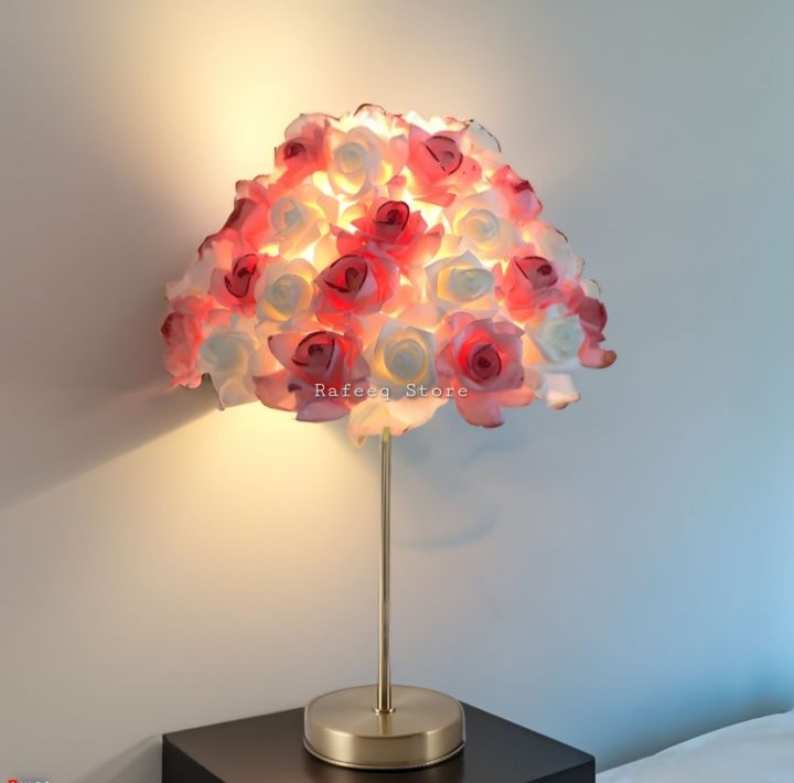 2 Pcs Unique Desk Flower Pair Of Table Lamp Pair 2 Pcs Study Lamp Decoration Lamp House Decoration Piece Sunset Lamp Rose Table Lamp For Desktop Work Lighting Bedroom Beside Room Lamp Beoutiful Weading Gift For Girl And Other Party Gift Rose Flower Lamp.