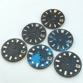 28.5mm NH35 Dial Carbon Fiber Dial Blue Luminous No Logo High Quality NH35 Watch Dial Fit NH35/36/38/39/70 Movements Watch Parts. 