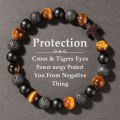 Natural Stone Blue Tigers Eye Bracelet Men Fashion Jewelry Unisex Handmade Stretch Beaded Bracelet Attracting Money Accessories.