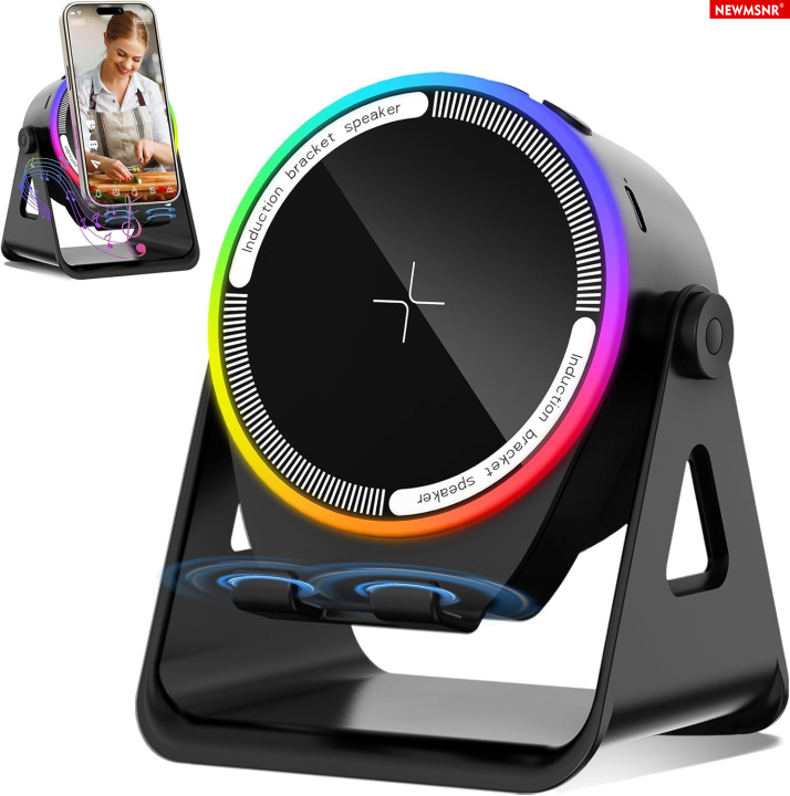 5 In 1 RGB Powerful Bluetooth Wireless Speaker Mobile Phone Stands Portable HIFI Sound Subwoofer Boombox Magnetic Tablet Brack