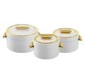 Mxima Set of 3 Hot Pot Casserole (1L/2L/3.5L) - Luxury Gold Food Warmer - Premium Imported Quality. 