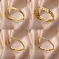 Gold Plated Bangle Bracelet for Women Open Adjustable Stainless Steel Cuff Bracelets Vintage Jewelry free shipping item pulseras. 