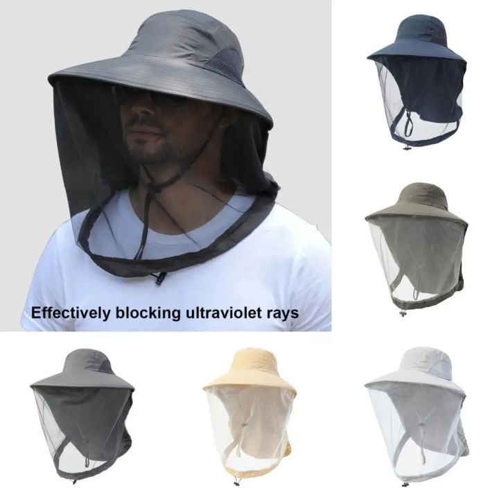 Mosquito Prevention Cap For Fishing Insect Protective Cap Mosquito Head Net Full-Mesh Drawstring Windproof Strap Beekeeping
