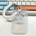 durable transparent PVC student ID and access card holder, includes sliding cover, keychain, and meal card holder for easy card.