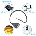 2 Pin USB DIY Power 5V 5A with 2-Position Spring Connector 20AWG USB Female Pigtail 2 Wire USB 2.0 Plug to Bare Open End Cable.