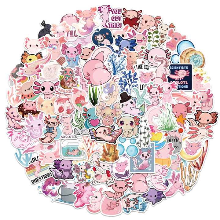 10/30/50/100PCS Axolotl Graffiti Stickers Cute Animal Cartoon Decal Kids Toy Suitcase Scrapbook Diary Phone Laptop Sticker Pack