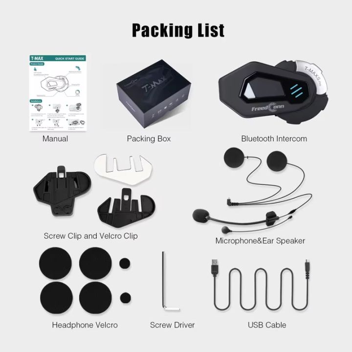 FreedConn%20Bluetooth%20Motorcycle%20Intercom%20Helmet%20Headset%20Music%20FM%20Waterproof%208%20Riders%20Headphones%20Comunicator%201000M%20T%20Max%20S%20Pro%20-%20Image%206