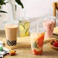 Clear Disposable Plastic Cup with Lid Perfect for Weddings Birthdays Parties Camping Smoothies Milkshakes Coffee Cold Drinks.