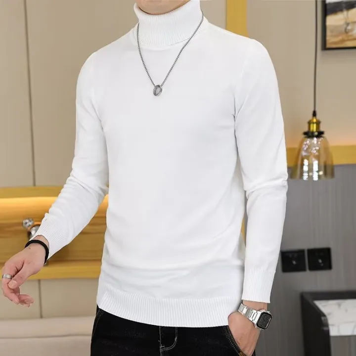 Men's%20Turtleneck%20Black%20and%20White%20Long%20Sleeve%20Knit%20Sweater%20-%20Image%203