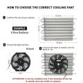 Universal 8 Row Transmission Radiator Oil Cooling &10 Inch 12V Car Air Conditioning Radiator Slim Fan Cooler (Non Combination). 