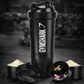 Gymshark Spider Gym Shaker Bottle, Shakers for Protein Shake with 2 Storage Compartment (High Density Polyethylene, Pack of 1, Black). 