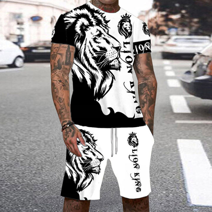 Tiger%203D%20Print%20Sport%20Moisture-wicking%20Breathable%20Men%20Round-neck%20T-shirt%20Shorts%20Outdoor%20Fitness%20Running%20Casual%20Street%20Fashion%20Set%20-%20Image%205