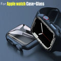 Case with Tempered Glass Screen Protector for Apple Watch Series 9/8/7/6/5/4/3/SE ,Slim Guard Bumper Full Hard PC Protective Cov. 
