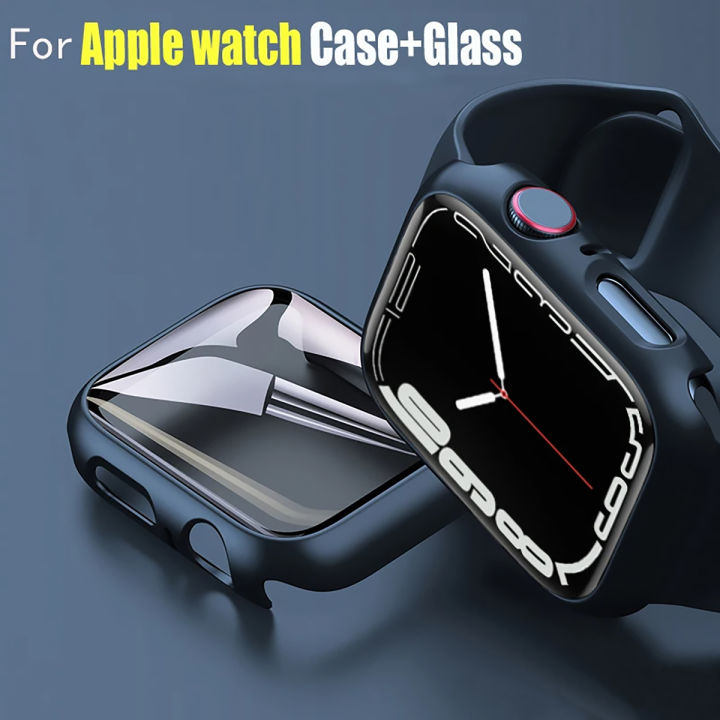 Case with Tempered Glass Screen Protector for Apple Watch Series 9/8/7/6/5/4/3/SE ,Slim Guard Bumper Full Hard PC Protective Cov