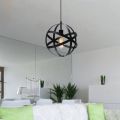 Metal Pendant Light, Spherical Pendant Light,  Chandelier Vintage Hanging Cage Globe Ceiling Light Fixture for Kitchen Dining Room Farmhouse Entryway Table Hallway. 