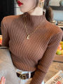 Elegant Solid Basic Knitted Tops Women Turtlneck Sweater Long Sleeve Casual Slim Pullover Korean Fashion Simple Chic Clothes.