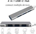 4 Port Type C USB Hub 4.1 USB C to 4 Ports USB A 4.1 Adapter Super High Speed Data Transfer and Charging, Type-C Mobile Devices (Grey).