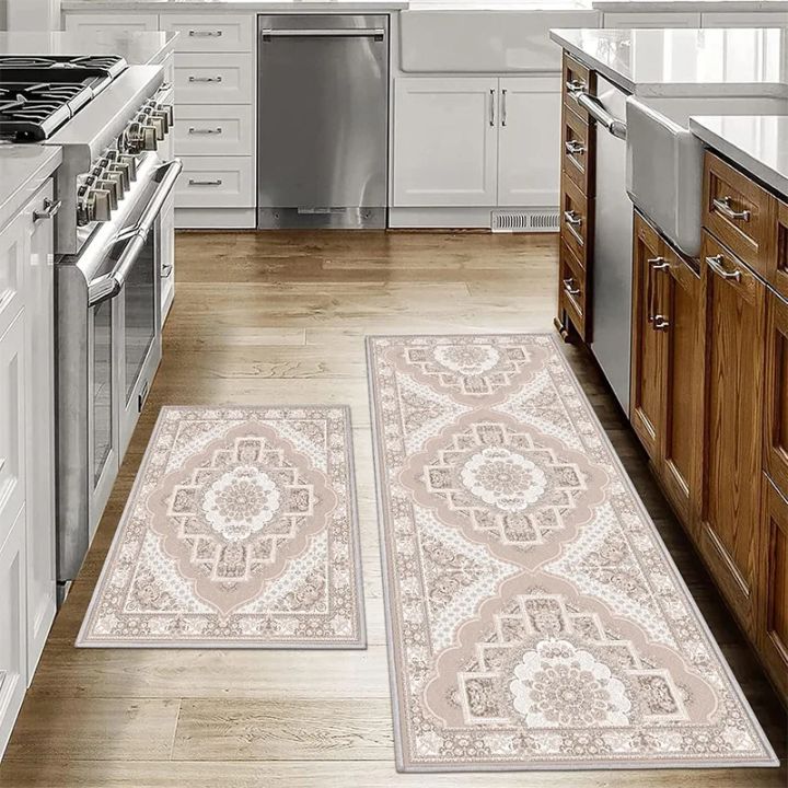 VIKAMA1/2PCS%20Bohemian%20Kitchen%20Floor%20Mats%20Anti-slip%20Washable%20Bathroom%20Bathroom%20Door%20Mats%20Hallway%20Aisle%20Floor%20Mats%20Home%20Decoration%20-%20Image%208