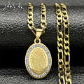 Seal of Archangel Michael Medal Necklace for Women/Men Rhinestone Stainless Steel Gold Silver Color Talisman Chain Jewelry. 