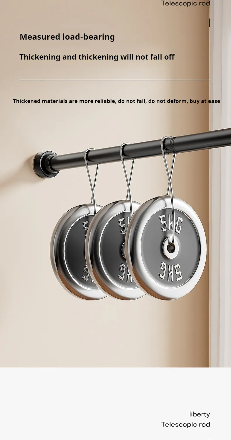Black Non Drilling Shower Curtain Rod Spring Rotating Telescopic ...