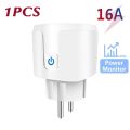 Tuya Wifi Smart Socket EU Plug 16/20A Power Monitor Remote Control SmartLife APP Works with Alexa Yandex Alice Google Assistant. 