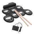 Electronic Drum Set USB Roll-Up Silicon Drums Pad Digital Foldable Electric Portable Compact Size Kit Hand Practice With Pedal. 